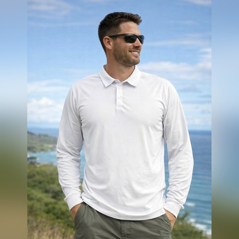 NWOT- Baleaf UV SPF 50+ Sun Protection Quick Dry Polo Long Sleeve White Collared